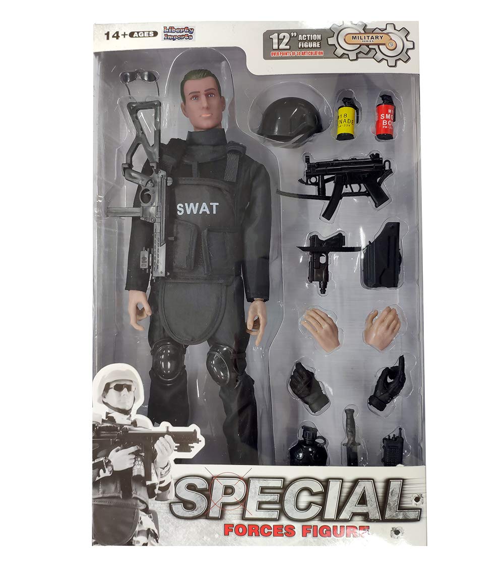 SWAT 30 Articulation Points and 15 Weapons and Accessories Liberty Imports 12 Special Forces Military Action Figure Army Man Toy Soldier 