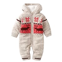 Christmas elk baby plush jumpsuit baby romper crawling suit children's sweater New Year warmth