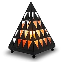 Himalayan Glow Pyramid Style Crystal Salt Night Light with Pink Salt Chunks,Salt Lamp Bulb,(ETL Certified) Dimmer Switch,Unique Lightening Ambience - 2 Extra Bulbs