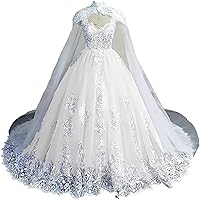 Women's Appliques Quinceanera Dresses with Cape Prom Party Dress Sweet 16 Ball Gown
