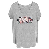 STAR WARS Women's Antique Flowers Junior's Plus Short Sleeve Tee Shirt