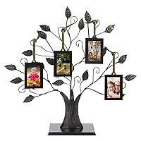 Family Tree Photo Frame Family Tree Picture Frame with 4 Hanging Picture Frames Wall Decor Brushed Bronze Photo Frame Ornament for Home and Office Decor