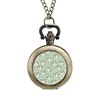 Vegetarianism Vegetables Broccoli Classic Quartz Pocket Watch with Chain Arabic Numerals Scale Watch