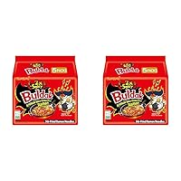 Buldak Hot Chicken Ramen, Korean Stir-Fried Instant Noodle, 2X Spicy, 4.94 OZ(140g), Pack of 10