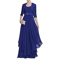 Mother of The Bride Dresses Long Evening Formal Gowns Ruffles Wedding Guest Groom Lace Jacket Women's