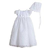 Baby Girls Satin Bodice Sequin and Ribbon Overlay Christening Gown Set