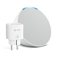 Echo Pop | Weiß + Meross Matter Smart Steckdosen, Funktionert mit Alexa - Smart Home-Einsteigerpaket