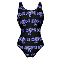 Hope Colon Cancer Ribbon One Piece Swimsuit for Women Tummy Control Bathing Suit Slimming Backless Swimwear