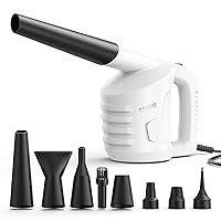 Compressed Air, MECO ELEVERDE 550 Watts Air Blower, 2 Gear Electric Air Duster for Computer, Keyboard, Printer, Duster Cleaner for dust, Crumbs, Replaces Compressed Canned Air for PC Cleaning White