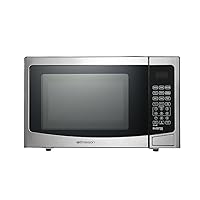 Emerson MWI1212SS-N Microwave Oven with Inverter, Timer & LED Display 1000W, 10 Power Levels, 8 Pre-Programmed Settings, Removable Glass Turntable with Child Safe Lock, 1.2 Cu. Ft, Stainless Steel