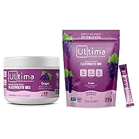 Ultima Replenisher Electrolyte Drink Mix Bundle – Grape, 30 Serving Canister & 20 Stickpacks – 6 Electrolytes & Minerals – Keto Friendly, Vegan, Non-GMO & Sugar-Free Electrolyte Powder