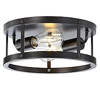 Close to Ceiling Light Fixtures 2-Light, 11 Inch Farmhouse Black Kitchen Semi Flush Mount Ceiling Light, Easy Assembled, Modern Indoor House Ceiling Lights for Bedroom Entryway