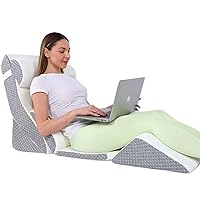 6Pcs Wedge Pillow for Sleeping, Orthopedic Bed Wedge Pillows for After Surgery, Foam Sit Up Pillow Wedge for Back, Shoulder Support, Leg Elevation, Acid Reflux, Gerd, Snoring White Grey