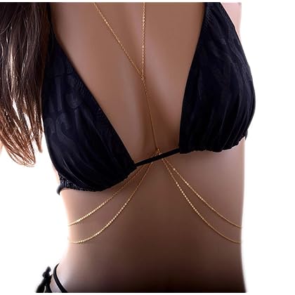 Bestjybt Fashion Women Body Belly Waist Charm Chain Bikini Beach Pendant Necklace Gold