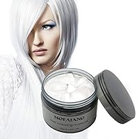 Hair Coloring Wax, Ivory White Disposable Instant Matte Hairstyle Mud Cream Hair Pomades for Kids Men Women to Cosplay Nightclub Masquerade Transformation
