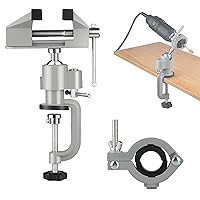 Table Vise,2 in 1 Universal Rotate 360° Work Clamp-On Vise,Table Vice with Electric Drill/Grinder Holder for Woodworking, Drilling, Sawing, Jewelry Making,Metal Working and DIY (3'')