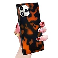 Omorro Compatible with Square iPhone 11 Pro Max Case for Women Girls Bling Glossy Leopard Case Tortoise Shell Pattern Luxury Square Edge Case Flexible Soft TPU Protective Cover Girly Case
