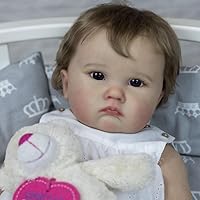 Huge Toddler Reborn Baby Doll Girl 24inch Silicone Newborn Baby Doll Cute Real Size Rooted Brown Hair and Soft Body Weighted Baby Doll Real Look Lifelike Children Toys