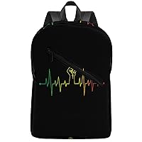 Black Heartbeat Fist Large Laptop Backpack Lightweight Shoulder Bag Personalized Daypack for Hiking Work Travel