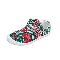 Gumipy Women's Fashion Sneakers, Christmas Print Canvas Shoes Flat Round Toe Non-Slip Flat Shoes Slip On Loafers Shoes