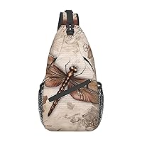 Dragonfly Bee Print Cross Chest Bag Crossbody Backpack Sling Shoulder Bag Travel Hiking Daypack Cycling Bag