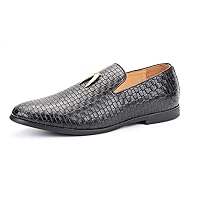 Men's Slip-on Woven Loafers Dress Leather Comfortable Lightweight Shoes