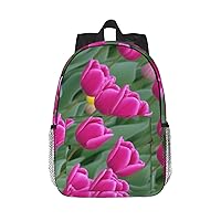 Tulips Backpack Lightweight Casual Backpack Double Shoulder Bag Travel Daypack With Laptop Compartmen