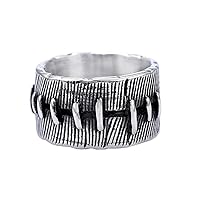 Unisex Stainless Steel Vintage Punk Non-mainstream Stitch Shape Finger Ring Diablo Style