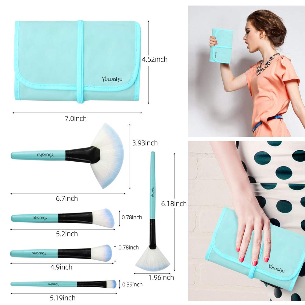 Makeup Brushes Set, 32pcs Blue Premium Cosmetic Make Up Brushes Foundation Blending Blush Concealer Shader Eyeshadow Eyeliner Compatible withTravel Makeup Bag