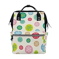 Diaper Bag Backpack Colorful Snowflakes Polka Dot Casual Daypack Multi-Functional Nappy Bags