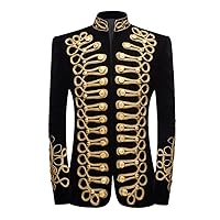 Mens Black Gold Embroidery Fleece Blazer DJ Singers Nightclub Costume Suit Jacket Blazers Stage Wears