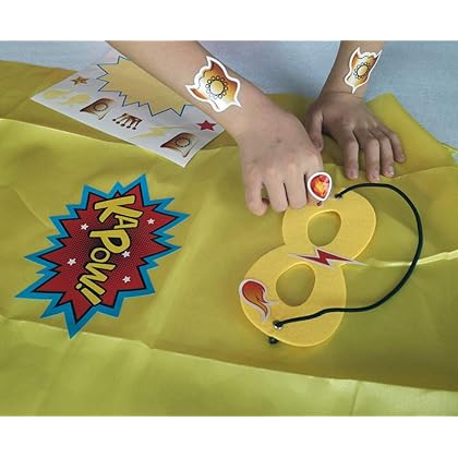 ADJOY Superhero Capes and Masks 24 Sets for Kids with Superhero Stickers Decoration - Superhero Themed Birthday Party Capes
