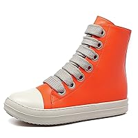 Mens High Top Sneakers Lace Up Comfort Platform Canvas Shoes with Zipper Walking Shoes