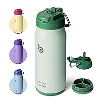 BOTTLE BOTTLE 16 oz sports water bottle stainless steel insulated kids water bottle with straw and pills holder for gifts and school（green）