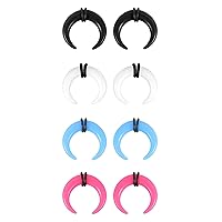 ZS 4 Pairs Acrylic Septum Taper Pincher Ring, 14G 12G 10G 8G 6G 4G 2G 0G 00G Buffalo Horseshoe Nose Ring Stretcher Expander for Stretching Pierced Nose Ear