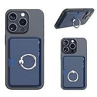 Magnetic Phone Wallet with Ring Holder, Latest Sidepush Mag-Safe Card Holder with 360 Degree Adjustable Ring Stand Compatible with iPhone 15/14/13/12 and Pro/ProMax Series, Indigo Blue