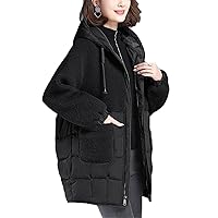 Women's Winter Jackets Parka Hooded Thermal Jacket Winter Thick Warm Cotton Coat Winter Female Outwear Black 3XL