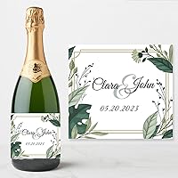 20 PCS Custom Photo Wedding Champagne Bottle Labels, Wine Bottle Stickers, Baptism Birthday Custom Sticker Wedding Party Wine Bottle Labels (7,10 x 8.9cm)