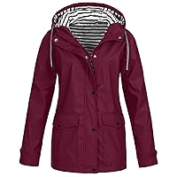 Hoodie Long Sleeve Coats For Women Rain Jackets Outdoor Plus Size Hooded Raincoat Windproof Cardigan Outerwear