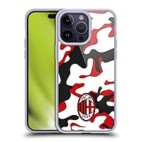 Officially Licensed AC Milan Camouflage Crest Patterns Soft Gel Case Compatible with Apple iPhone 14 Pro Max and Compatible with MagSafe Accessories