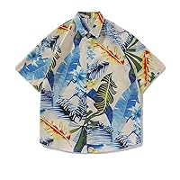 Shirt Men' Korean Summer Short Sleeved Couple Beach Flower Wearing Print Outside