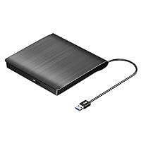 ROOFULL External CD DVD Drive USB 3.0 Portable DVD & CD-ROM +/-RW Disc Drive Player Burner Reader Writer Rewriter Adapter Converter Compatible with Laptop PC Desktop Windows Mac Linux Computer