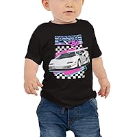 Retro 80s Car Graphic 1986 White Countach 1980s Nostalgia Aesthetic Baby Jersey Short Sleeve Tee