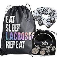 Lacrosse Gift Bundle, Girls She Did Bangle Bracelet, Drawstring Bag and Scrunchie Gift Set, Girls Accessories, Premium Lacrosse Scrunchie For Lacrosse Players and Teams
