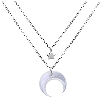 jewellerybox Sterling Silver Star & Crescent Moon Double Layer Necklace
