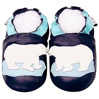 Leather Baby Soft Sole Shoes Boy Girl Infant Children Kid Toddler Crib First Walk Gift Polar Bear Navy