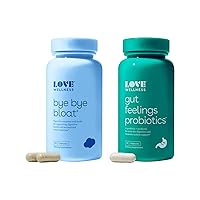 Love Wellness Bye Bye Bloat & Gut Feelings Probiotic | Gut Health Supplements with Digestive Enzymes for Women | Helps Reduce Gas Relief & Water Retention | 3 Billion CFU for Strong Immune System