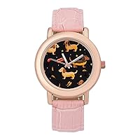 Dachshund Sausage Dogs Women's Automatic Watch Leather Strap Bracelet Watch Fashion Quartz Watch Wrist Watch