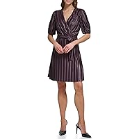 DKNY Women's Pleated Wear to Work Faux Wrap Dress