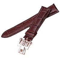 19mm 20mm 21mm 22mm Genuine Leather Watch Band for Vacheron Constantin Patrimony VC Men and Women Black Brown Cowhide Strap (Color : 10mm Gold Clasp, Size : 21mm)